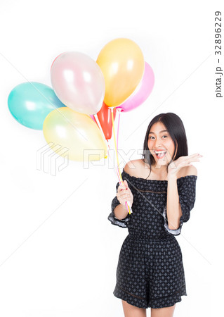 Young beautiful asian woman holding balloon 32896229