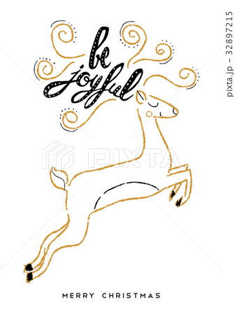 Christmas greeting card hand drawn deer design Christmas greeting card hand drawn deer design 32897215