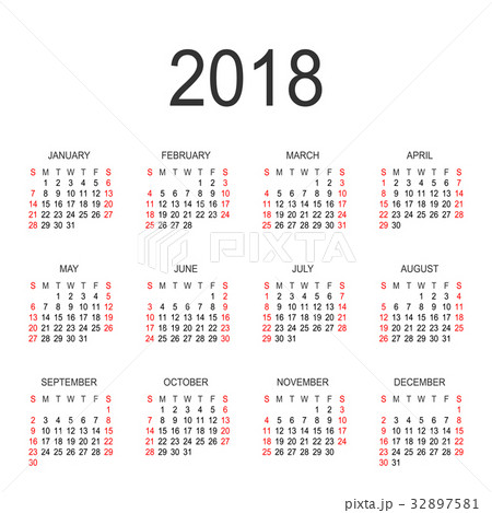 Calendar 2018 year vector design template Calendar 2018 year vector design template 32897581