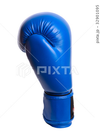 one blue boxing mitts on a white background one blue boxing mitts on a white background 32901095
