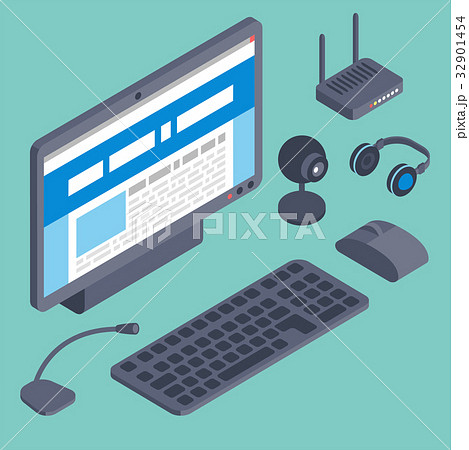 Vector set of isometric computer devices icons 32901454