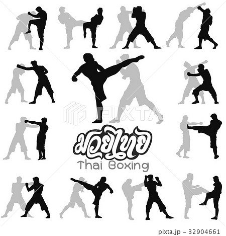 Muay Thai martial art vector illustration  Muay Thai martial art vector illustration  32904661