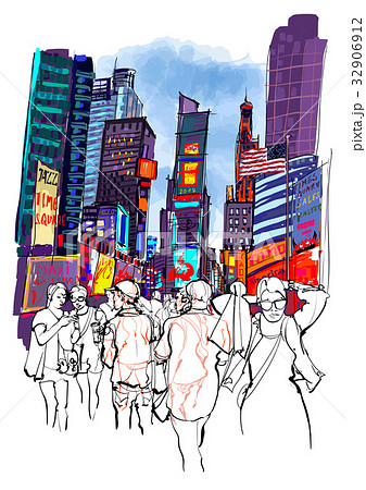 Times Square In New Yorkのイラスト素材