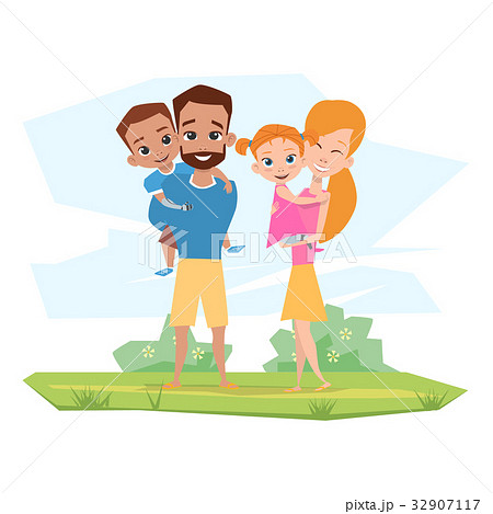 Happy family with children disabilities embrace 32907117