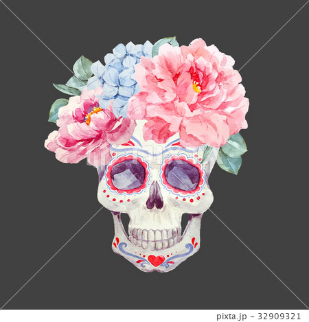 Nice watercolor vector skull 32909321