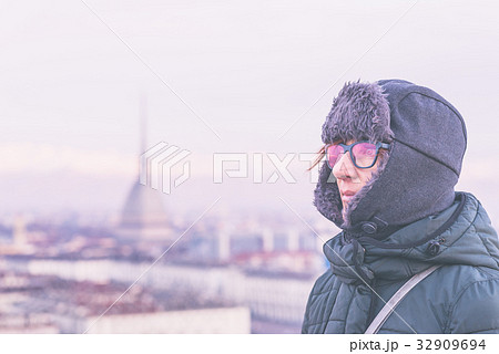 Tourist looking at Torino (Turin, Italy) 32909694
