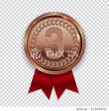 Champion Art Bronze Medal With Red Ribbon Iconのイラスト素材