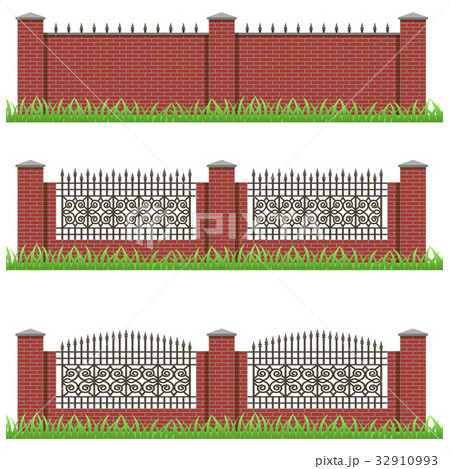 Set of garden brick fences decorated 32910993