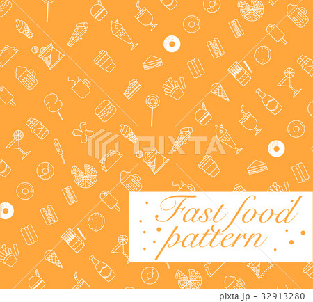 Fast food icons set seamless vector pattern. 32913280