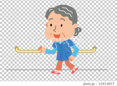 Handrail corridor elderly person illustration - Stock Illustration