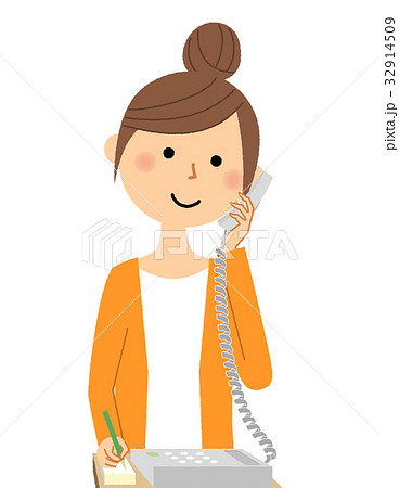若い女性 ママ 電話のイラスト素材