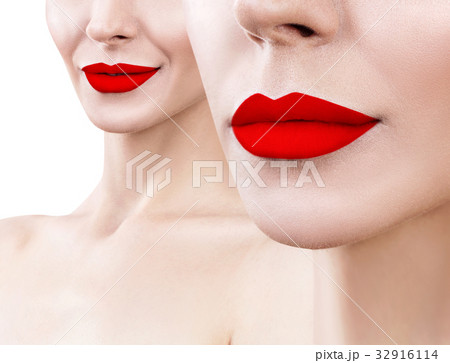 Collage of perfect natural female lips. 32916114