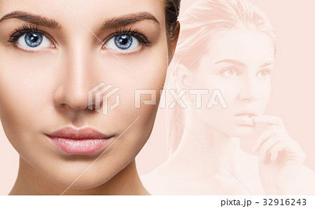 Collage of sensual woman with perfect clean skin. 32916243