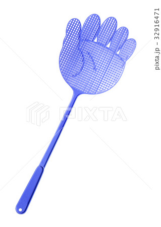 Blue Flyswatter isolated on white background Blue Flyswatter isolated on white background 32916471