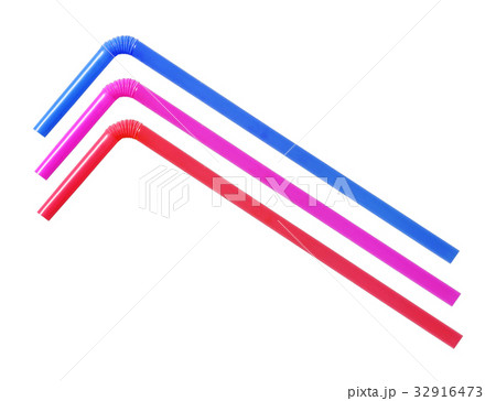 Colorful straw isolated on white background 32916473