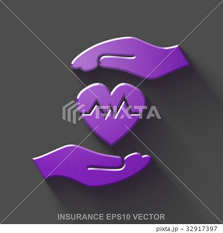 Flat metallic Insurance 3D icon. Purple Glossy 32917397