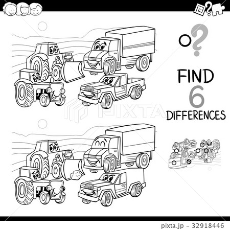 Spot The Difference With Cars Coloring Bookのイラスト素材