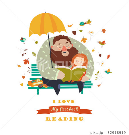 Father reading a book to his daughter Father reading a book to his daughter 32918919