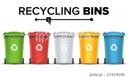 Recycling Bins Isolated Vector. Set Of Red, Green 32919096