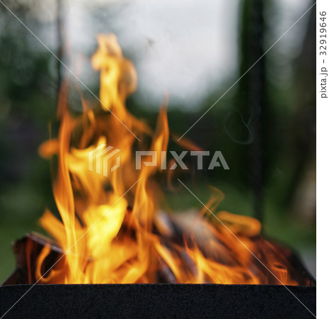 The fire in the grill. 32919646