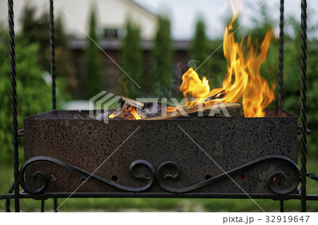The fire in the grill. The fire in the grill. 32919647