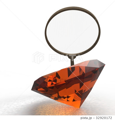 Magnifying glass. Exploring the gems 3d rendering 32920172