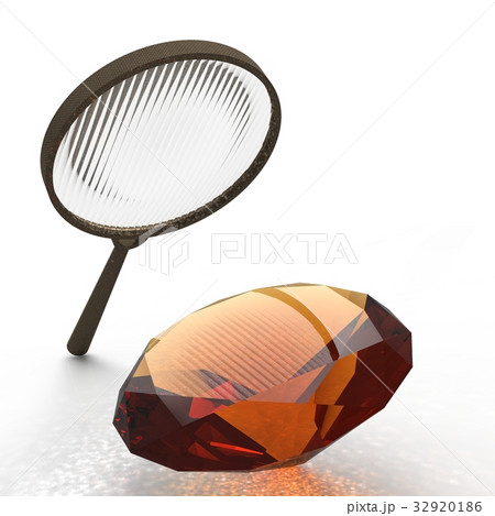 Magnifying glass. Exploring the gems 3d rendering 32920186