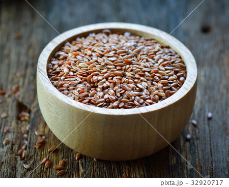 Flax seeds on table Flax seeds on table 32920717
