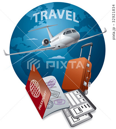 jet, passport and luggage 32921834
