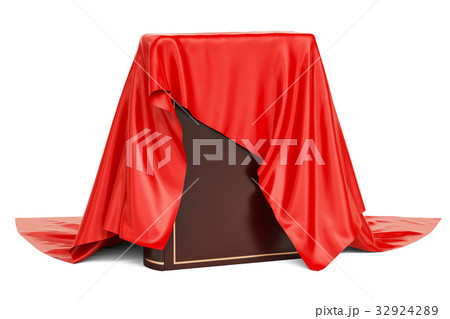 Book covered red cloth, presentation of new book 32924289
