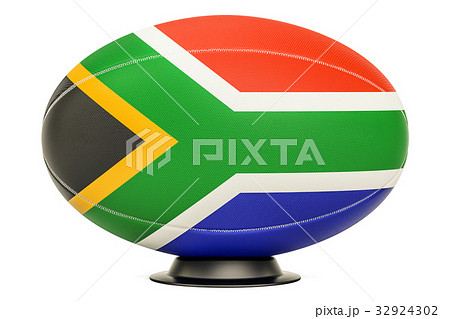Rugby Ball with flag of South Africa, 3D rendering Rugby Ball with flag of South Africa, 3D rendering 32924302