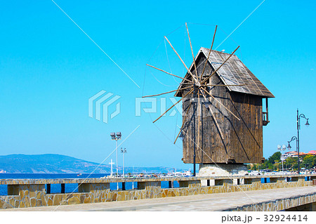 Windmill of Nesebar in Bulgaria by the Black sea 32924414