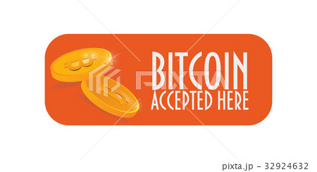 Bitcoin Accepted Here Vector sign with gold coins and cryptocurrency symbol. Bitcoin Accepted Here Vector sign with gold coins and cryptocurrency symbol. 32924632