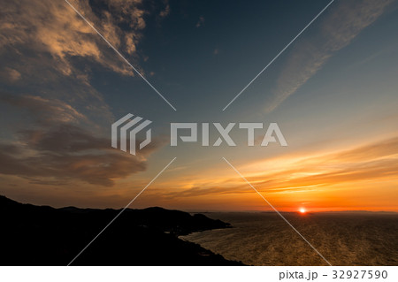 夕陽　夕焼け　渥美半島　三河湾 32927590