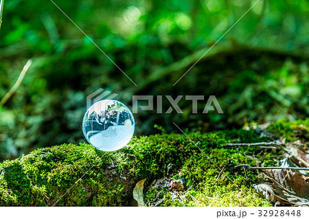 地球儀　森林　緑　環境　エコロジーイメージ 32928448