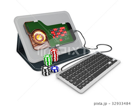 Online Casino roulette with keyboabrd and chips 32933484