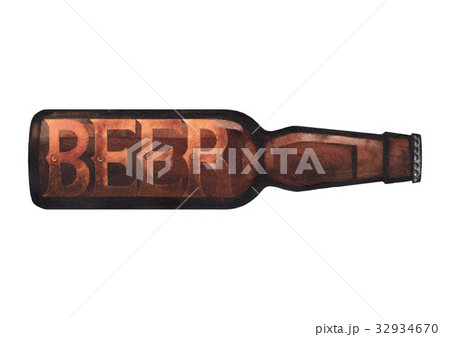 Watercolor bottle of beer 32934670