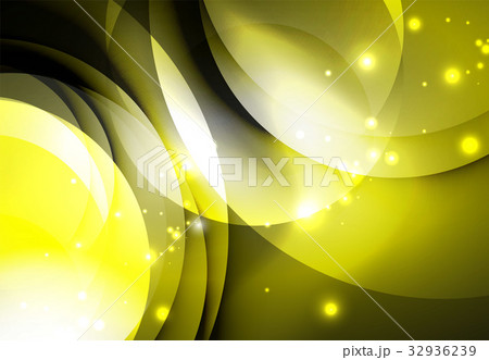 Digital illustration, glowing waves and circles 32936239