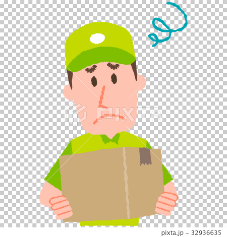 困った表情の宅配スタッフ 32936635