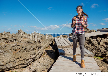 beautiful asian woman visiting national park 32936860