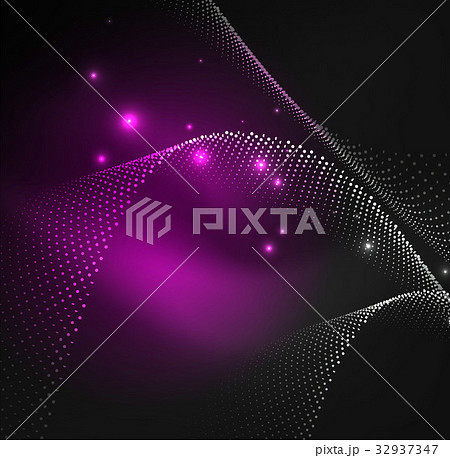 3D illuminated wave of glowing particles 32937347