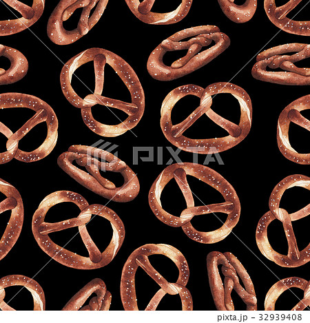 Watercolor pretzel pattern 32939408