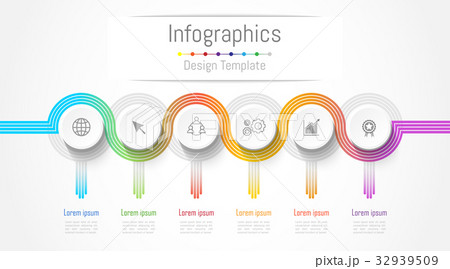 Infographic lines design elements with 6 options Infographic lines design elements with 6 options 32939509