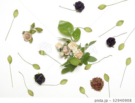 Abstract composition made of dry pressed flowers  32940908