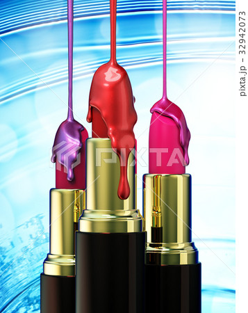 Red lipstick and multi-colored droplet nail polish Red lipstick and multi-colored droplet nail polish 32942073
