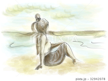 woman on beach alone woman on beach alone 32942078
