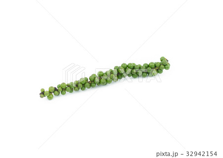 fresh green peppercorns isolated on white 32942154