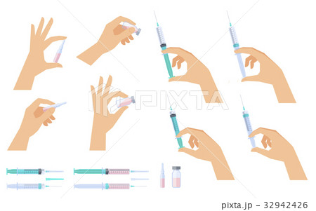 Hands With Syringes Ampoules And Vials のイラスト素材