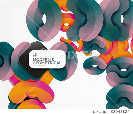 Abstract color geometric round shapes on white 32942824