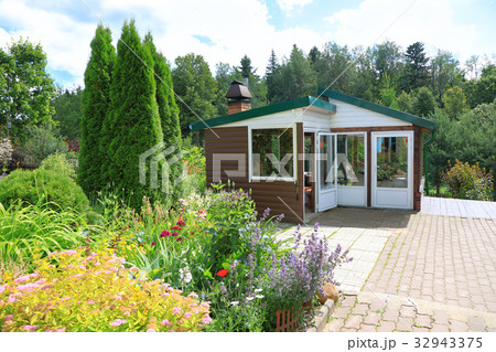 Summer terrace on the garden area 32943375